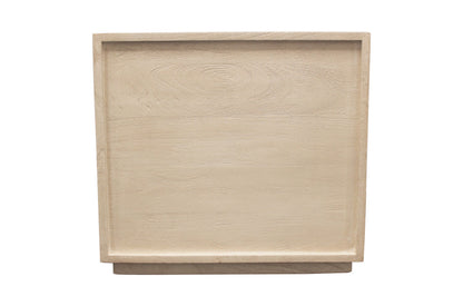 24" Natural Solid Wood Ribbed Texture One Drawer Nightstand