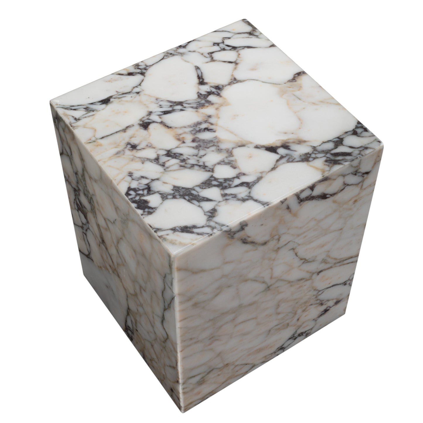 20" Ivory Marble Square Block End Table