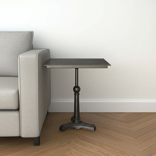 30" Brown Iron Square Pedestal End Table