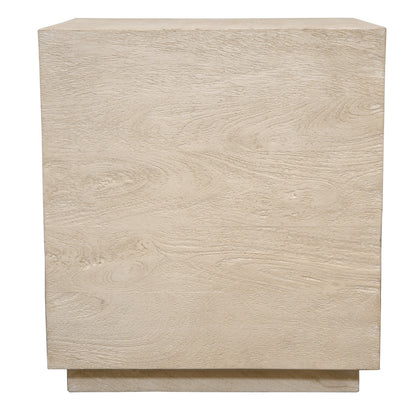 20" Natural Distressed Solid Wood Square Block End Table