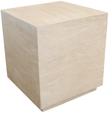 20" Natural Distressed Solid Wood Square Block End Table
