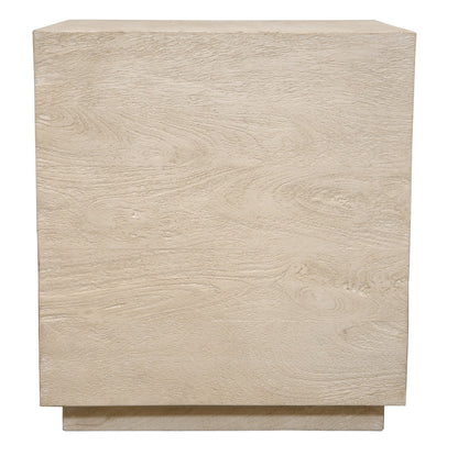 20" Natural Distressed Solid Wood Square Block End Table
