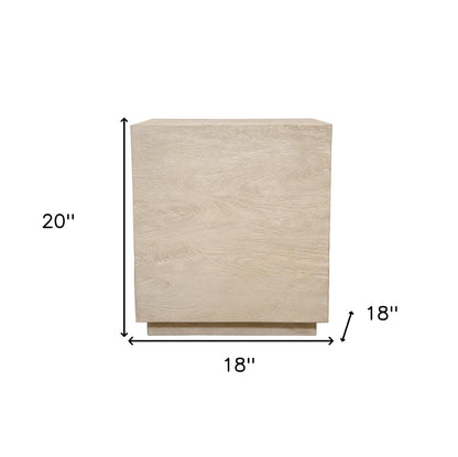 20" Natural Distressed Solid Wood Square Block End Table