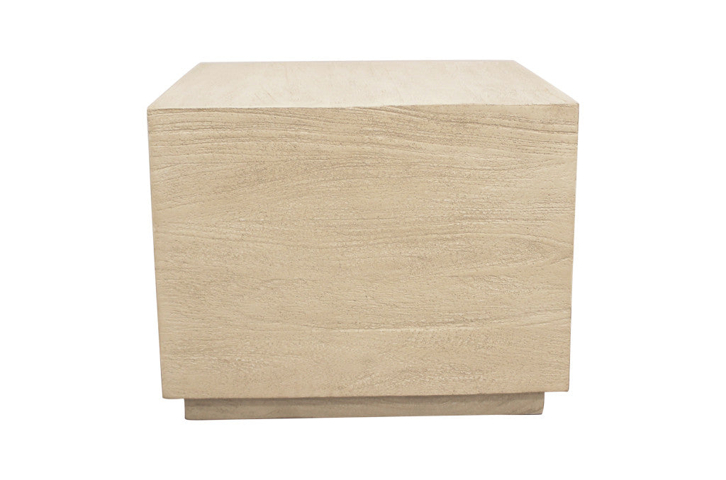 16" Natural Distressed Solid Wood Square Block End Table