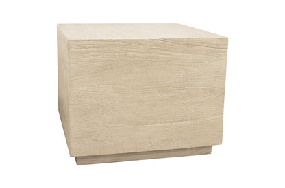 16" Natural Distressed Solid Wood Square Block End Table
