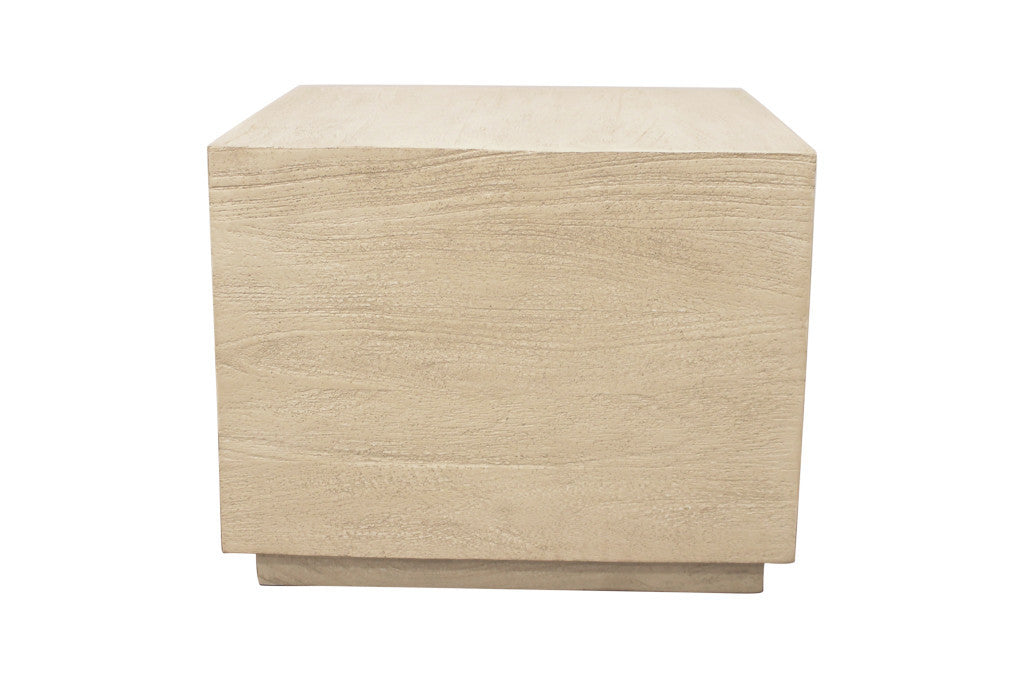 16" Natural Distressed Solid Wood Square Block End Table