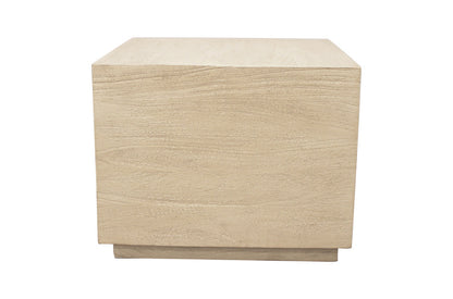 16" Natural Distressed Solid Wood Square Block End Table