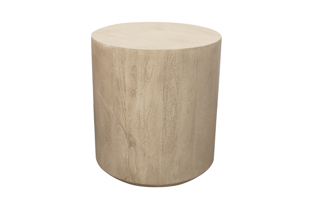20" Natural Distressed Solid Wood Round Pedestal End Table
