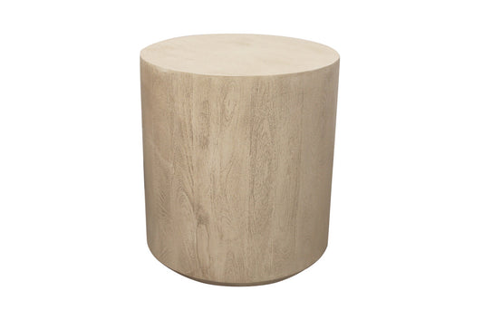 20" Natural Distressed Solid Wood Round Pedestal End Table