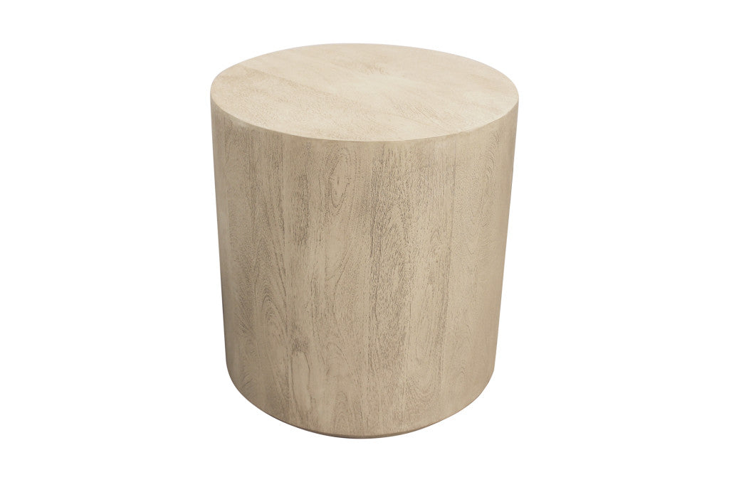 20" Natural Distressed Solid Wood Round Pedestal End Table