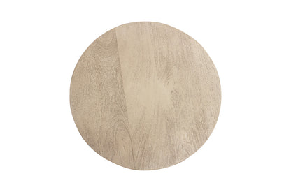 20" Natural Distressed Solid Wood Round Pedestal End Table
