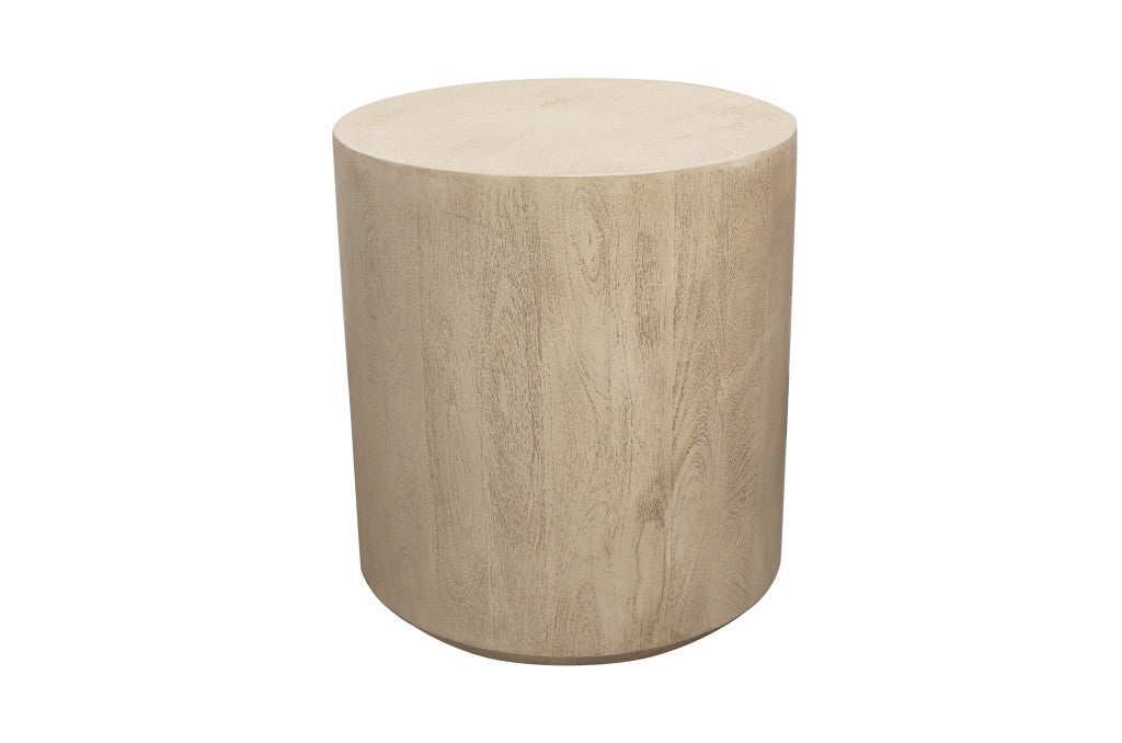 20" Natural Distressed Solid Wood Round Pedestal End Table