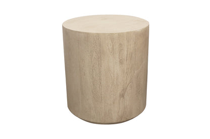 20" Natural Distressed Solid Wood Round Pedestal End Table