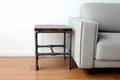 16" Brown and Silver Distressed Solid Wood and Iron Square End Table