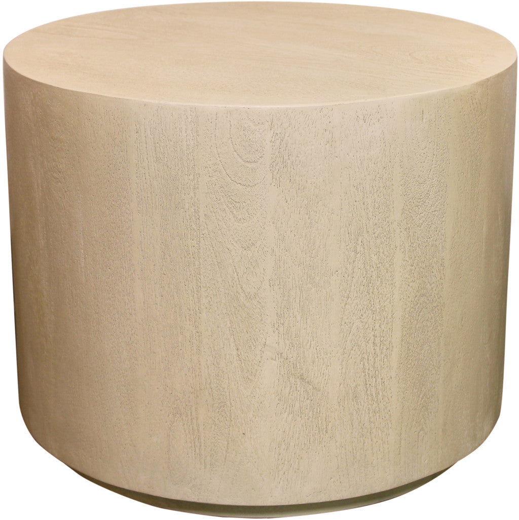 16" Natural Distressed Solid Wood Round End Table