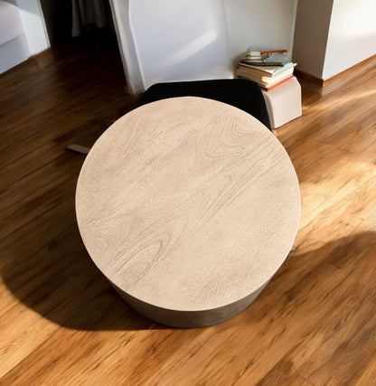 16" Natural Distressed Solid Wood Round End Table