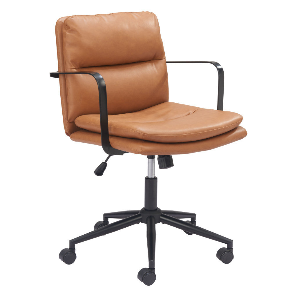 Brown and Black Adjustable Height Swivel Rolling Office Chair