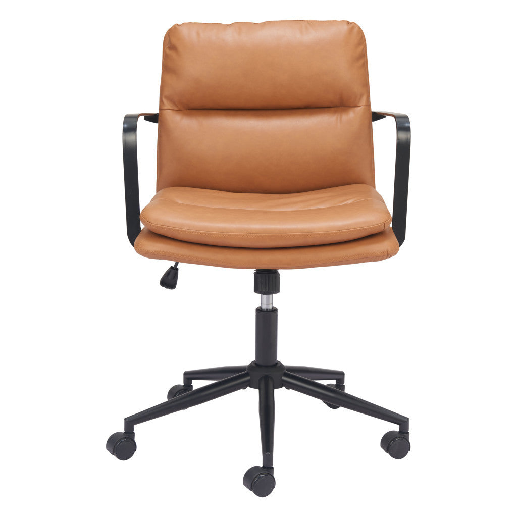 Brown and Black Adjustable Height Swivel Rolling Office Chair