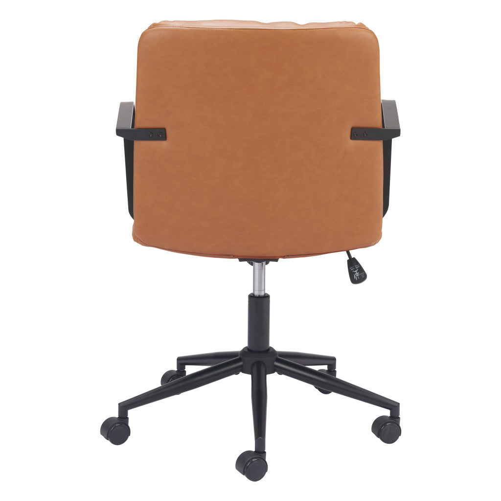 Brown and Black Adjustable Height Swivel Rolling Office Chair