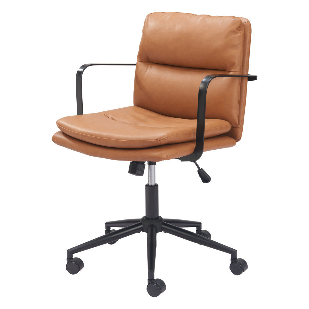 Brown and Black Adjustable Height Swivel Rolling Office Chair