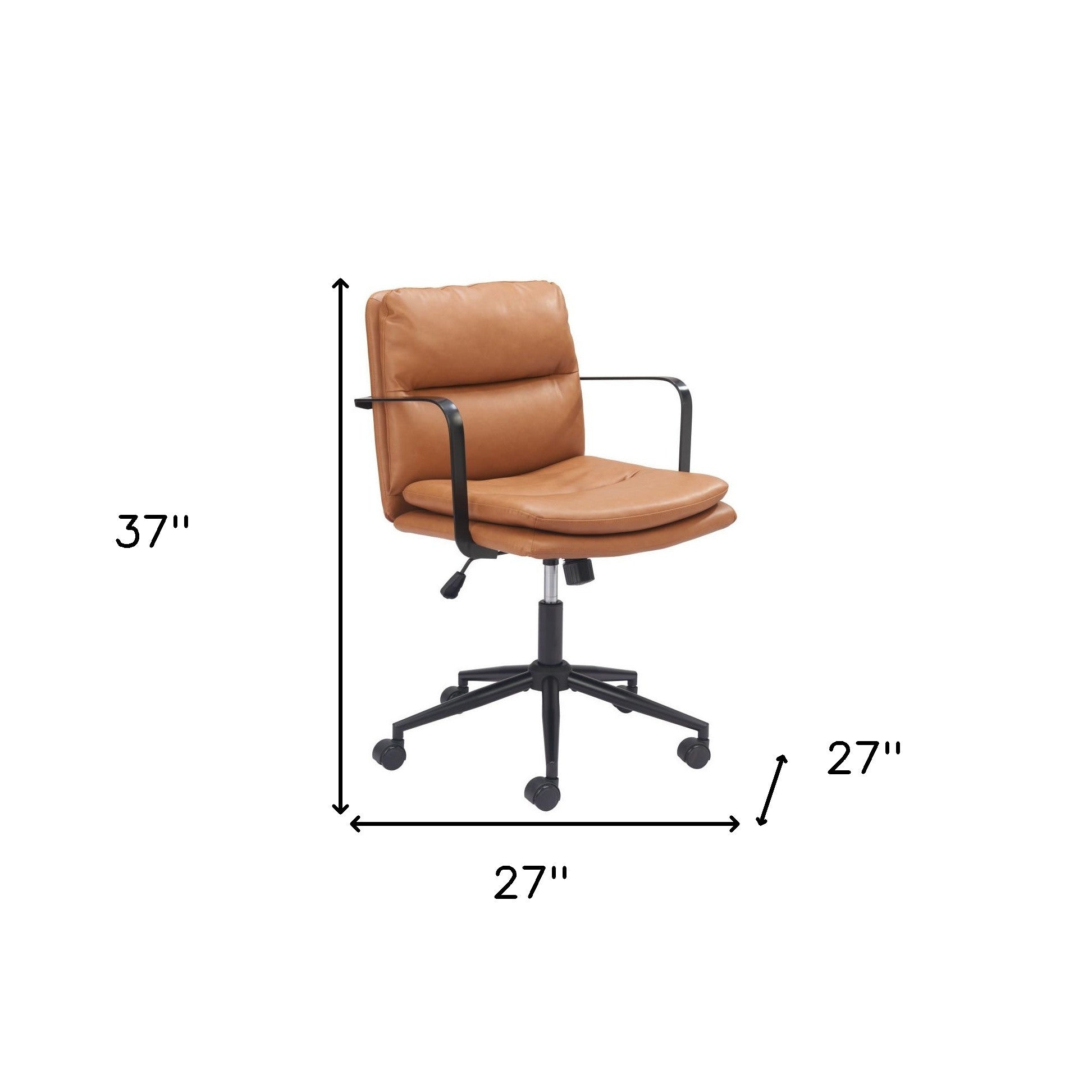Brown and Black Adjustable Height Swivel Rolling Office Chair