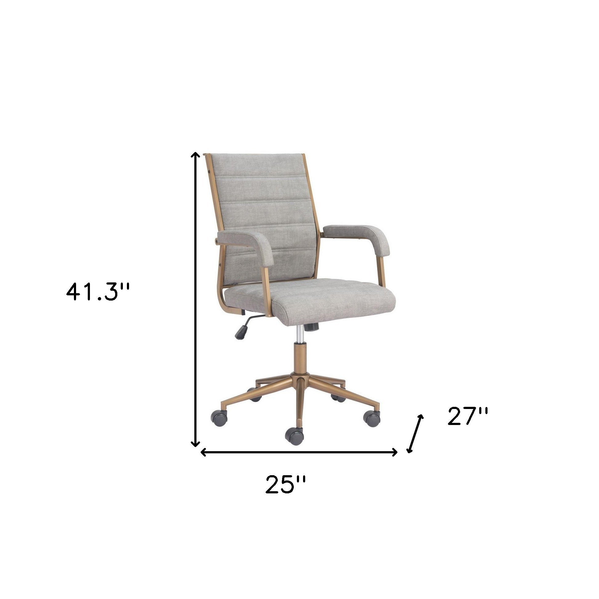 Gray and Bronze Adjustable Height Swivel Rolling Office Chair