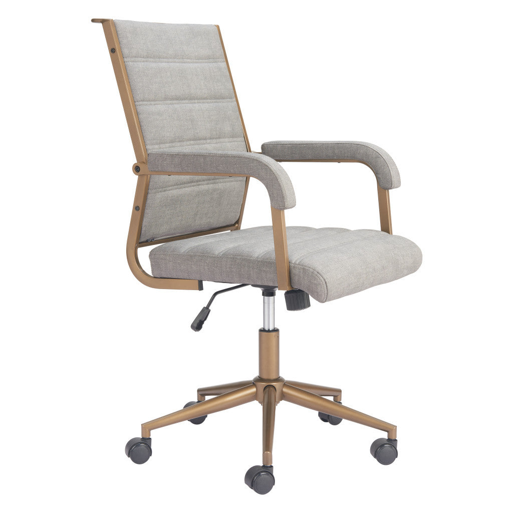 Gray and Bronze Adjustable Height Swivel Rolling Office Chair