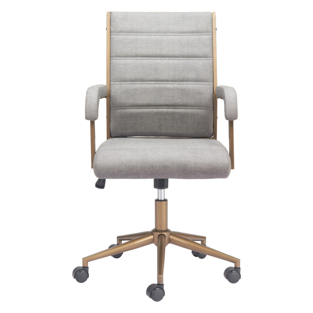 Gray and Bronze Adjustable Height Swivel Rolling Office Chair