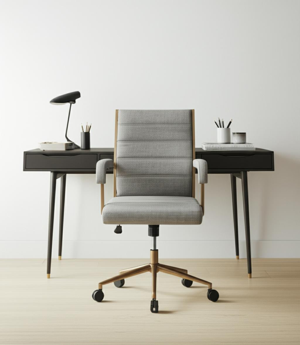 Gray and Bronze Adjustable Height Swivel Rolling Office Chair