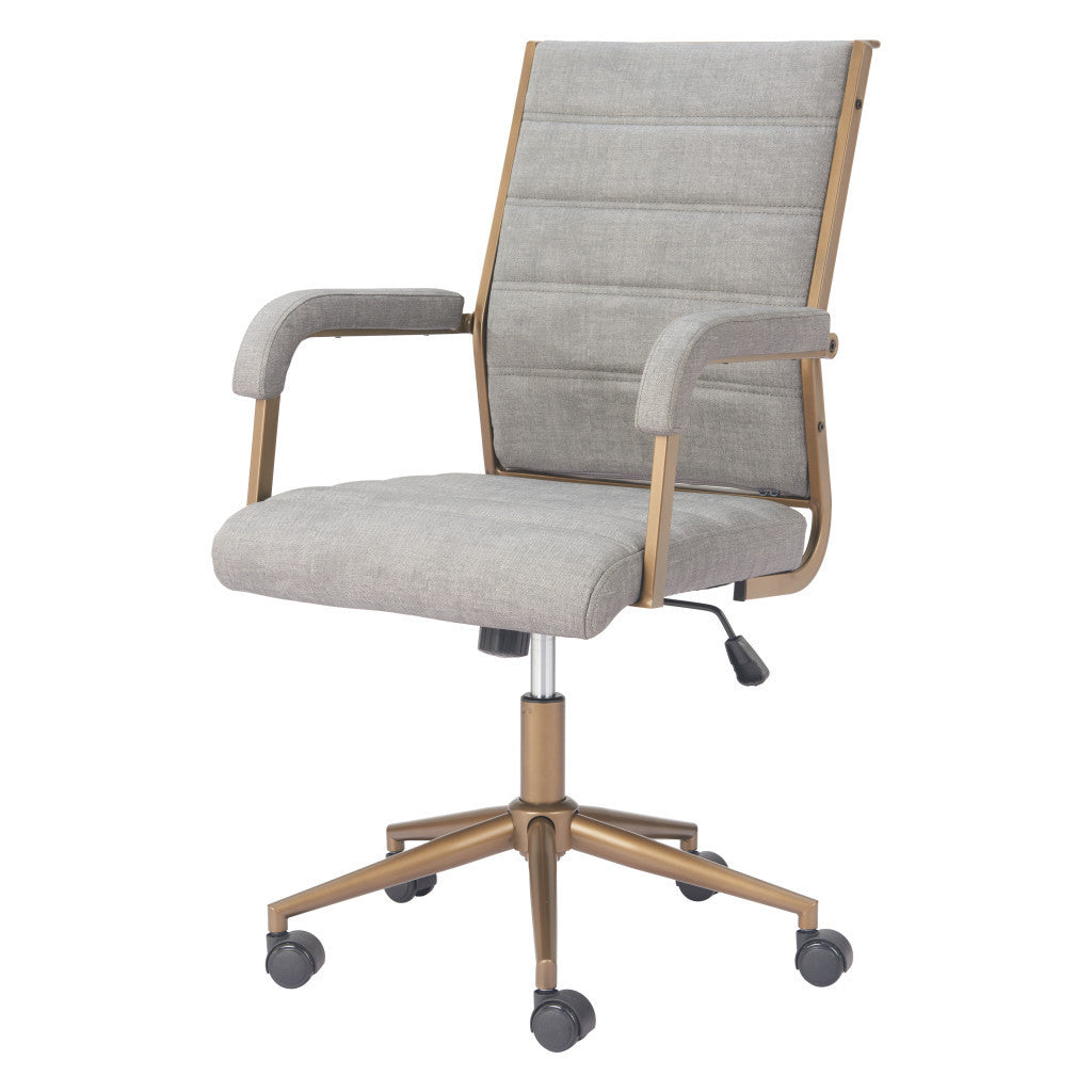 Gray and Bronze Adjustable Height Swivel Rolling Office Chair