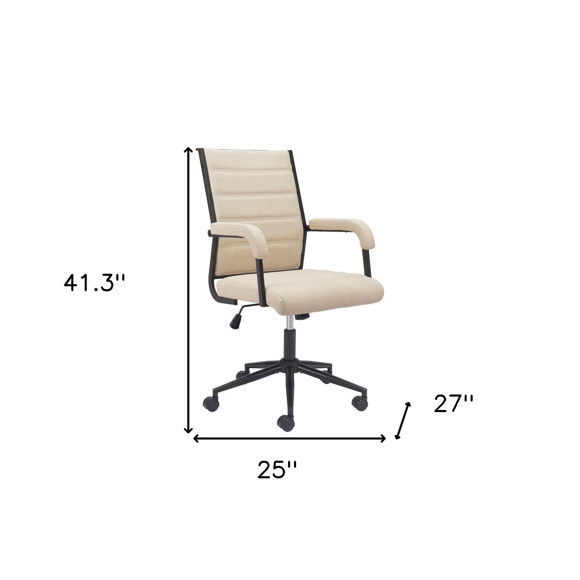 Beige and Black Adjustable Height Swivel Rolling Office Chair