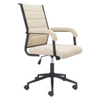Beige and Black Adjustable Height Swivel Rolling Office Chair