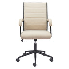 Beige and Black Adjustable Height Swivel Rolling Office Chair