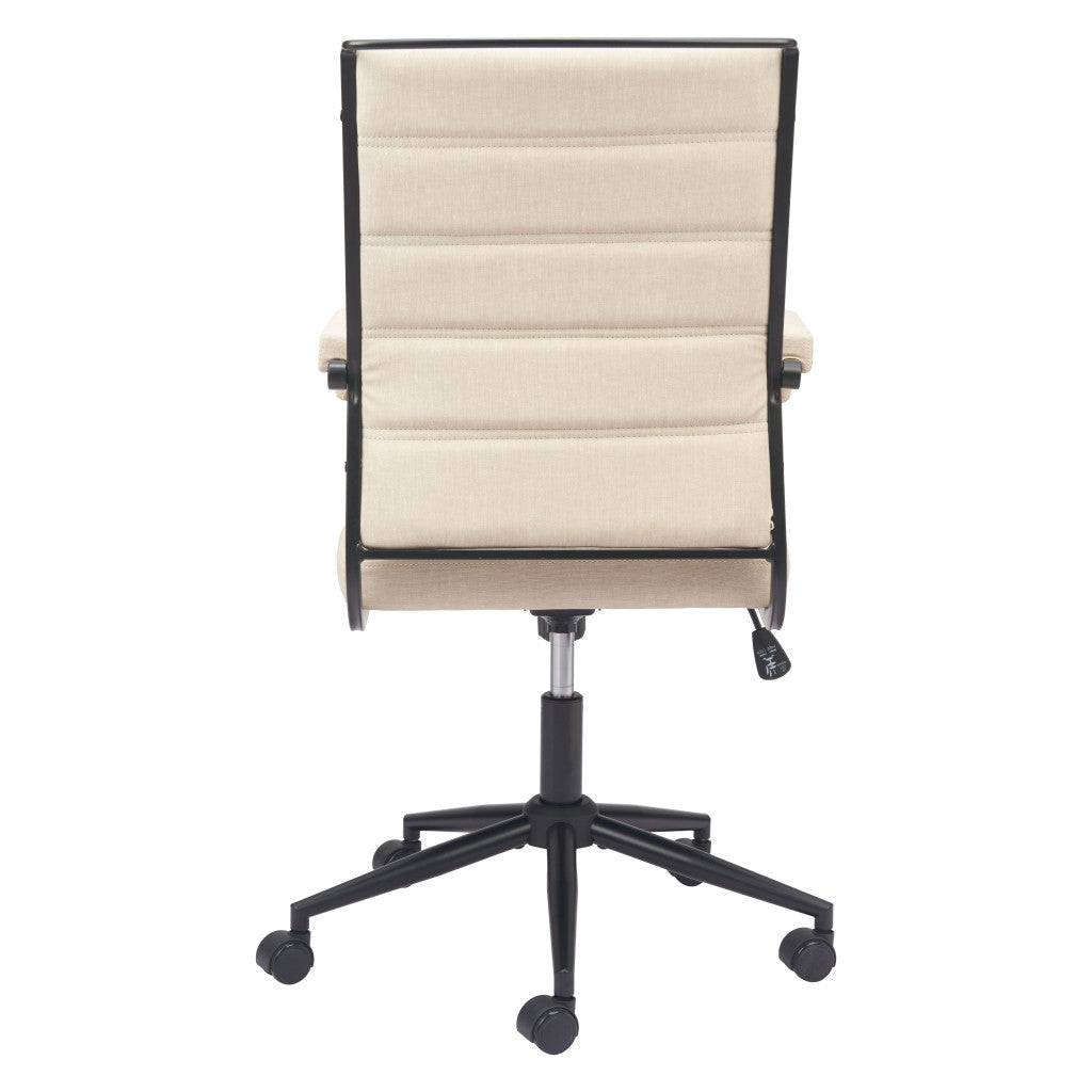 Beige and Black Adjustable Height Swivel Rolling Office Chair