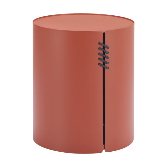 19" Brown Aluminum Round Drum End Table
