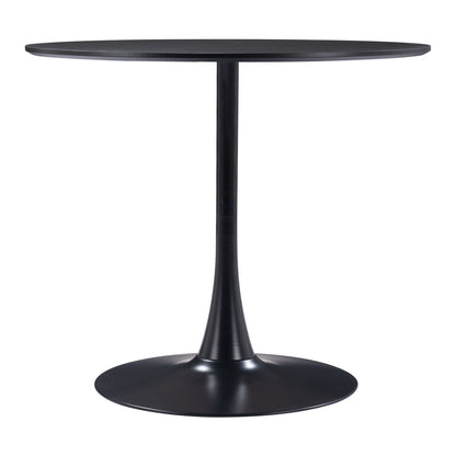 36" Black Wood and Steel Pedestal Base Round Top Dining Table