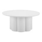 34" White Rounded Aluminum Outdoor Coffee Table
