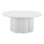 34" White Rounded Aluminum Outdoor Coffee Table