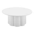34" White Rounded Aluminum Outdoor Coffee Table