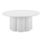 34" White Rounded Aluminum Outdoor Coffee Table