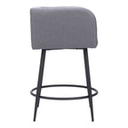 Set of Two 27" Gray and Black Fabric and Steel Counter Height Bar Chairs