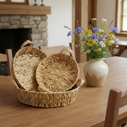 Set of Three Natural Water Hyacinth Basket