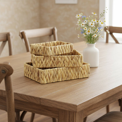 Set of Three Natural Water Hyacinth Basket