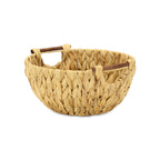 13" Brown Water Hyacinth And Metal Basket