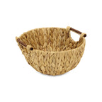 13" Brown Water Hyacinth And Metal Basket