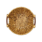 13" Brown Water Hyacinth And Metal Basket