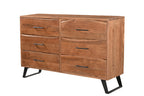 60" Natural Live Edge Solid Wood Six Drawer Double Dresser