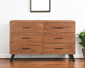 60" Natural Live Edge Solid Wood Six Drawer Double Dresser