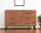 60" Natural Live Edge Solid Wood Six Drawer Double Dresser