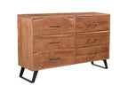 60" Natural Live Edge Solid Wood Six Drawer Double Dresser